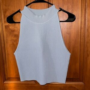 Aritzia Babaton Sculpt Knit Mock neck tank in light blue. Size L.